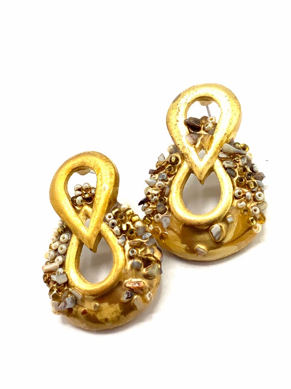 Gorgeous collectible gold tone  sign earring by C… - image 6