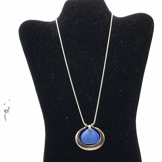 Vintage silver and blue necklace by Lia Sophia. - image 1