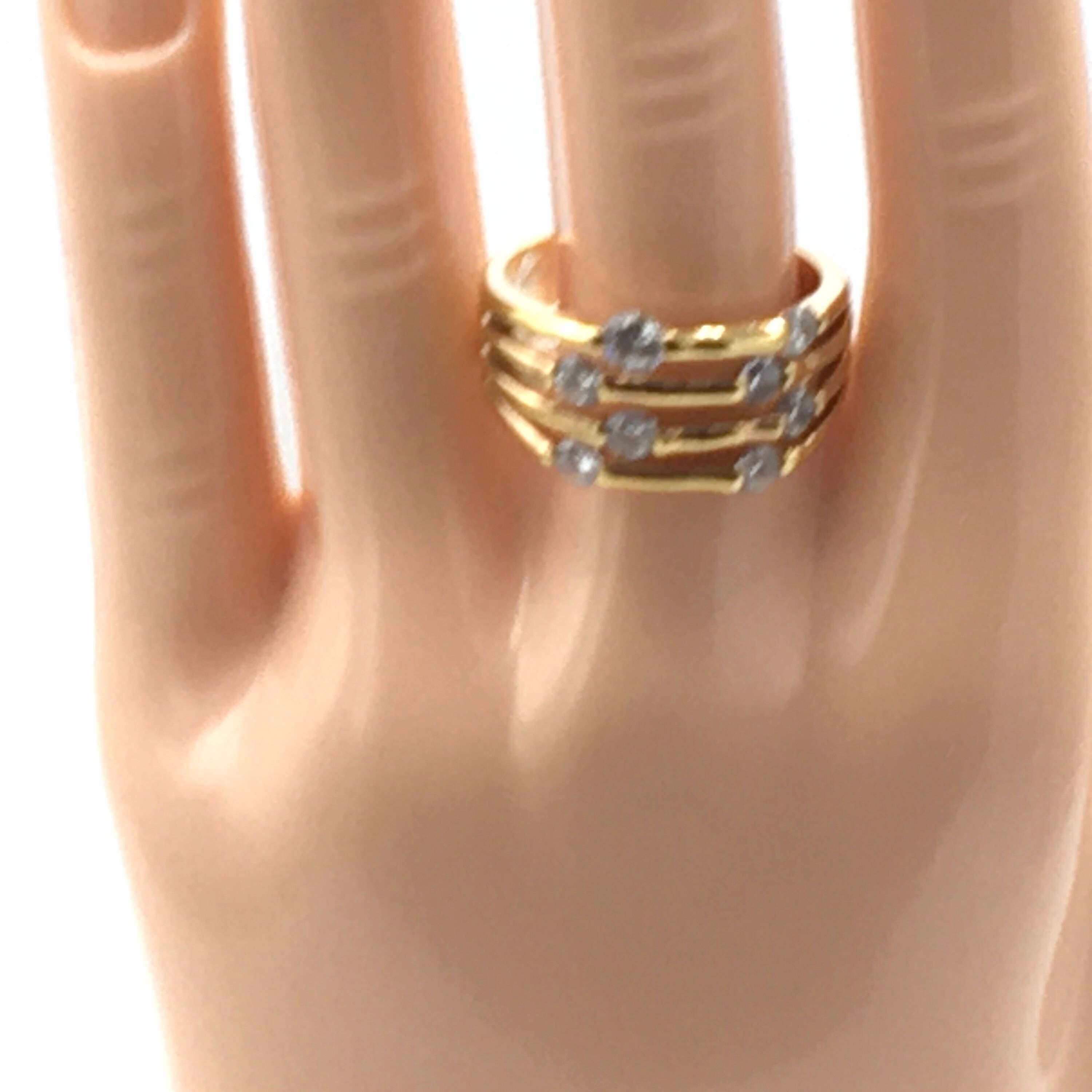 Zirconia and Gold Tone Ring Signed RSC Size 9. Etsy UK