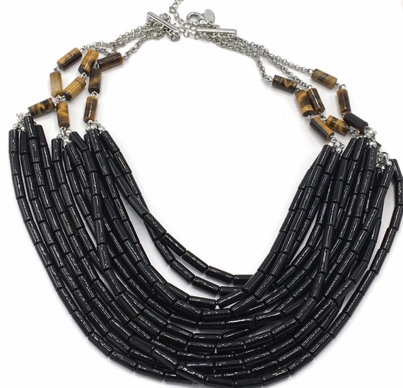 Gorgeous Multi-Strand black necklace by Lia Sophi… - image 2