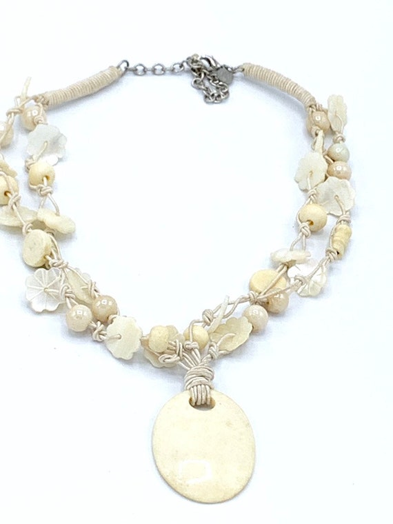 White tone with mother pearl necklace by Vj. Beads - image 2