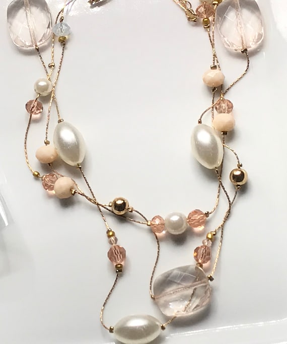 Multiple chains with pearls and crystals beads. - image 2