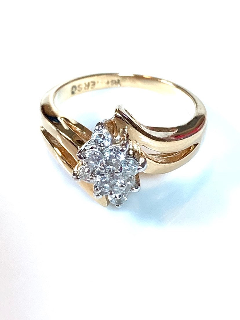 Zirconia and 18k GE Ring, Signed Size 9 - Etsy Zirconia and 18k GE Ring, Signed Size 9 - Etsy