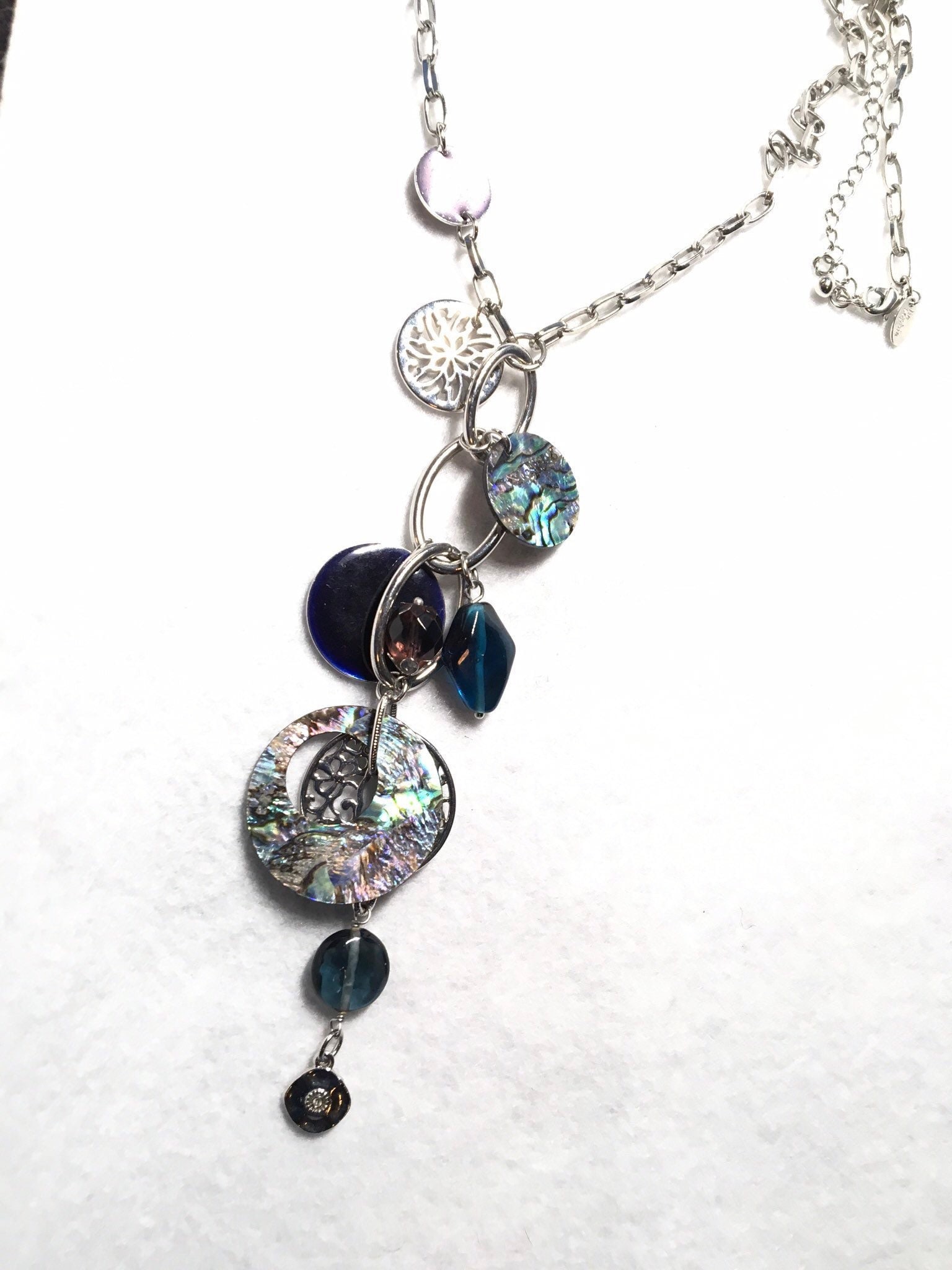 Lia Sophia Abalone and Silver Tone Necklace Multicolored 16 Etsy