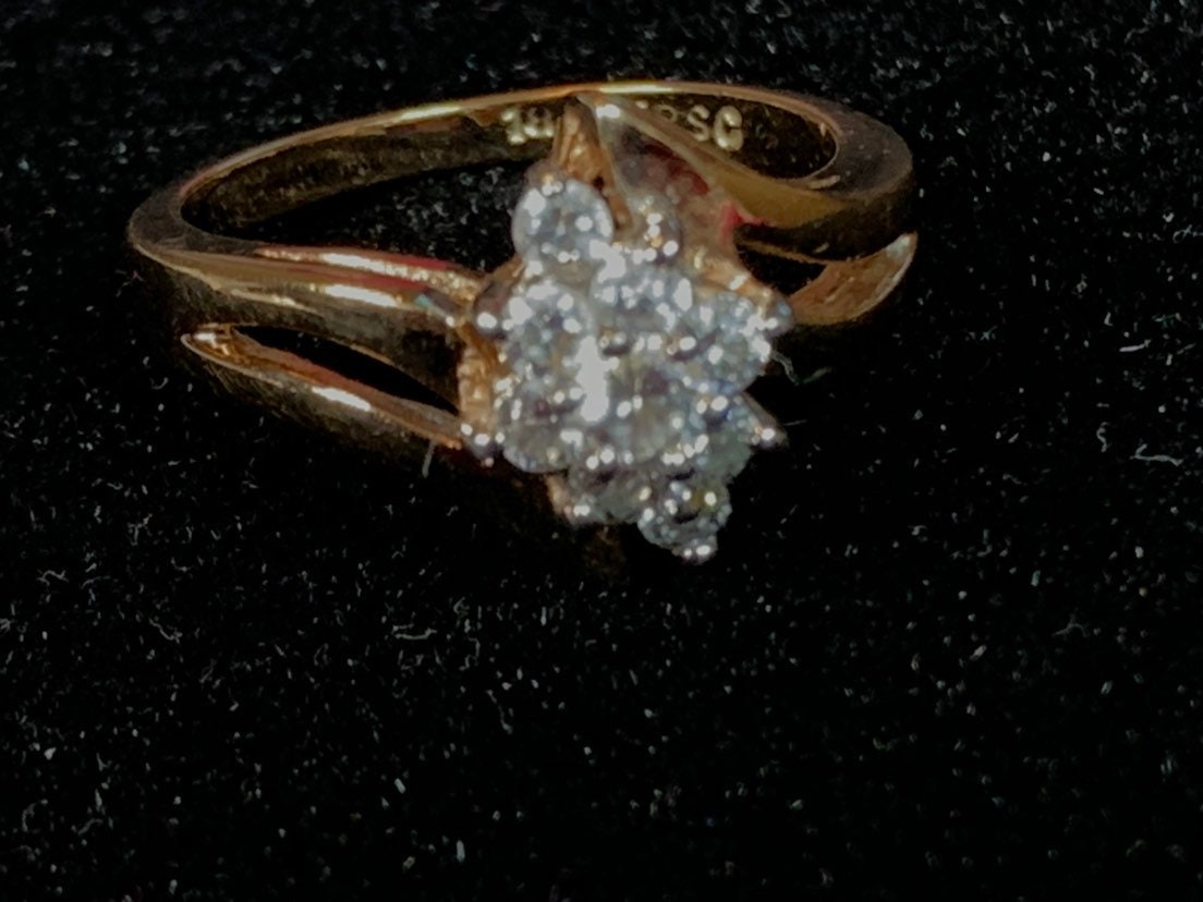 Zirconia and 18k GE Ring, Signed Size 9 - Etsy Zirconia and 18k GE Ring, Signed Size 9 - Etsy