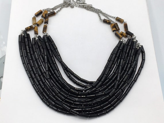 Gorgeous Multi-Strand black necklace by Lia Sophi… - image 4