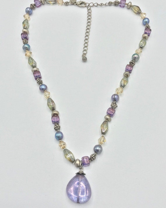 Lia Sophia multicolored necklace, purple, pearl - image 4