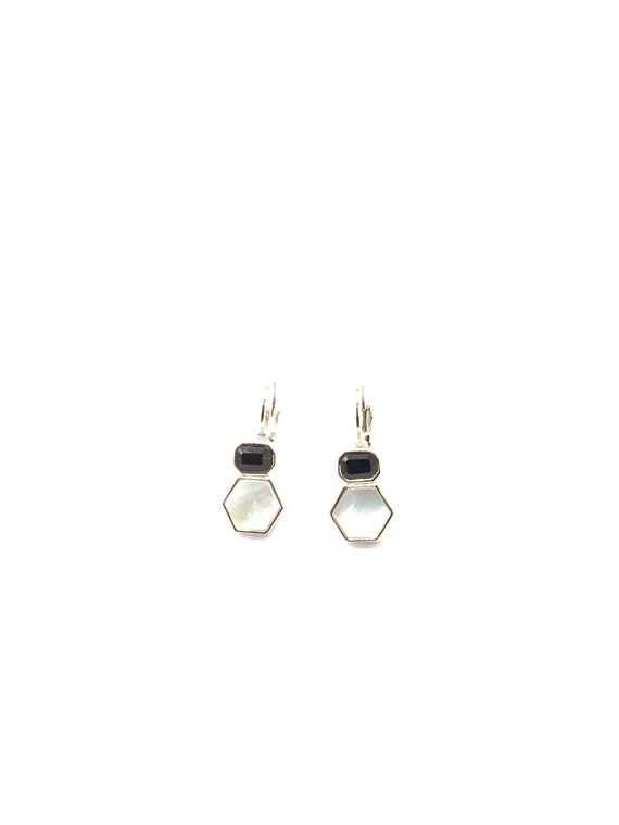 Gorgeous collectible mother pearl and black earri… - image 3