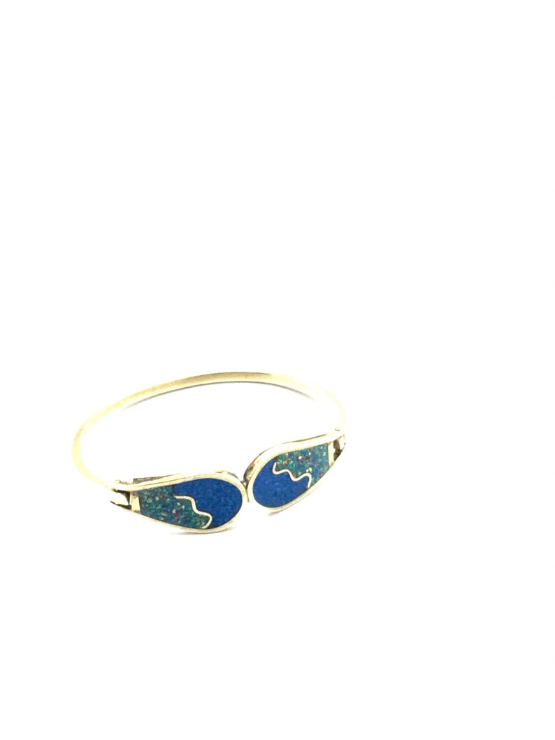Gorgeous alpaca Green and blue bracelet. image 2