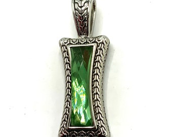 Gorgeous collectible and vintage Silver and green  necklace by Lia Sophia rectangle.