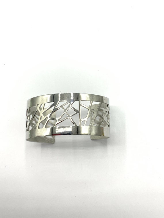 Gorgeous collectible silver tone cuff bracelet by… - image 2