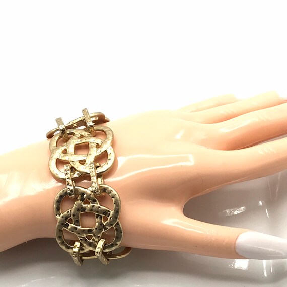 Gorgeous gold tone hammered bracelet by Lia Sophi… - image 5