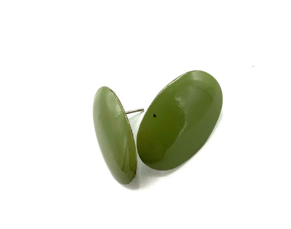 Gorgeous collectible and vintage jade oval earrin… - image 1