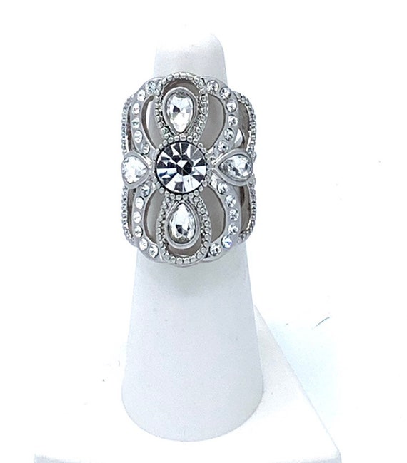 Lia Sophia silver  tone with Rhinestones ring , - image 1