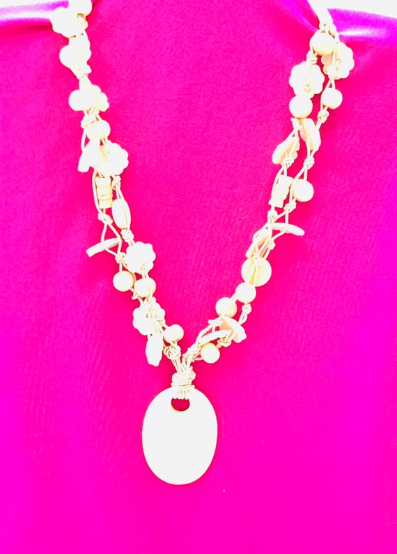 White tone with mother pearl necklace by Vj. Beads - image 3