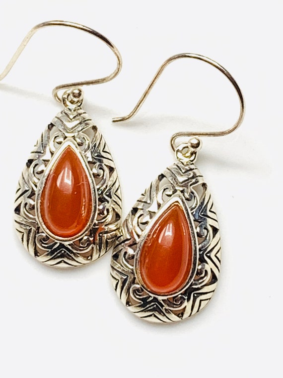 Amber and Sterling Silver Earrings, Stamped - image 10