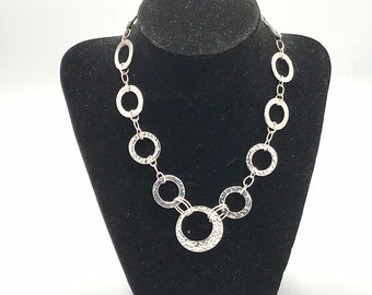 Vintage silver tone chain necklace by Lia Sophia, signed.