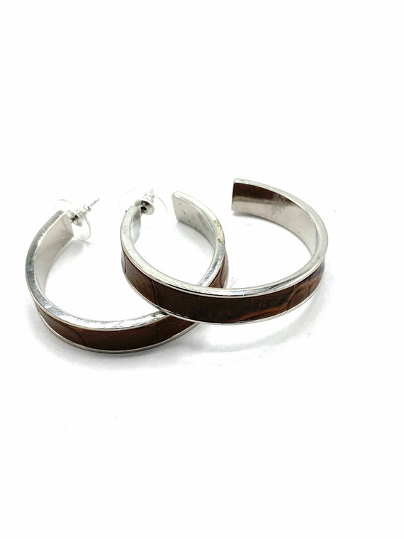 Gorgeous collectible silver and brown tone, hoop e