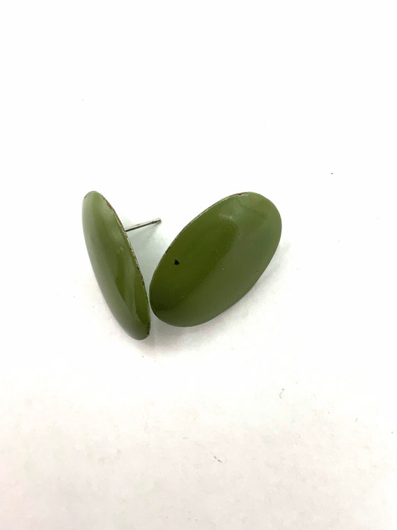 Gorgeous collectible and vintage jade oval earrin… - image 4