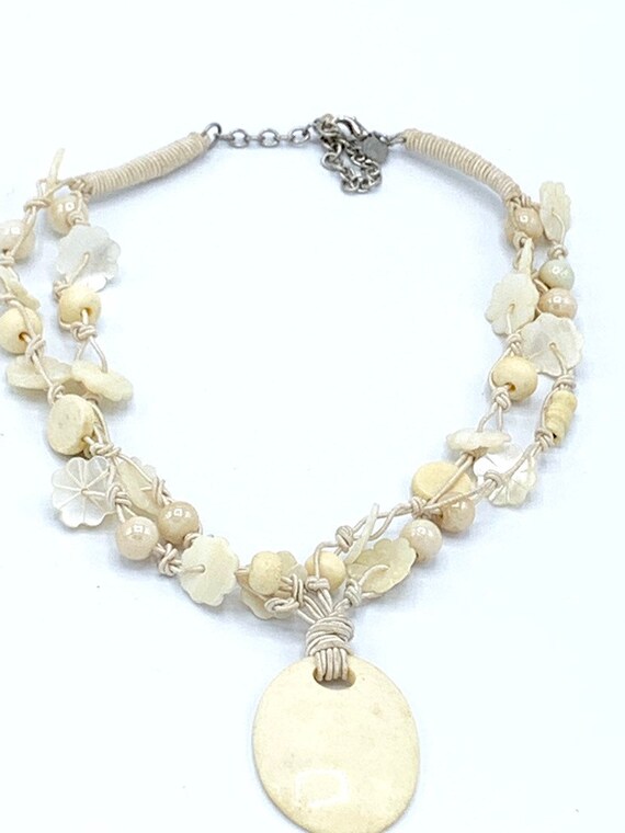 White tone with mother pearl necklace by Vj. Beads - image 9