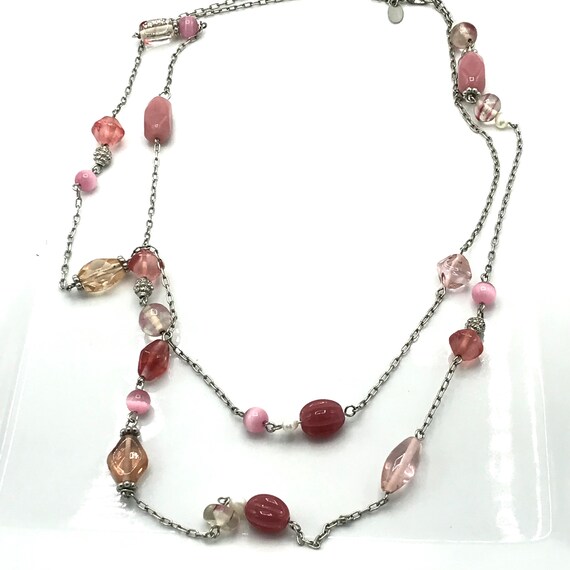 Pink tones of beads necklace by Lia Sophia. - image 3