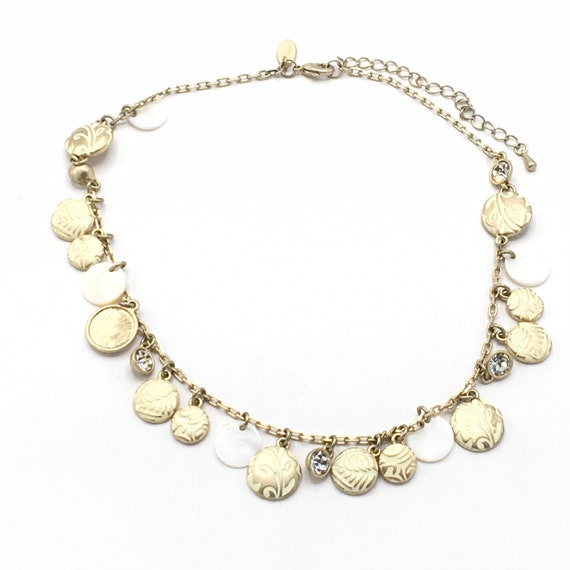 Gold and white tone necklace by Lia Sophia, carve… - image 10