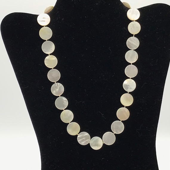 Vintage mother pearl necklace, signed 925, - image 1