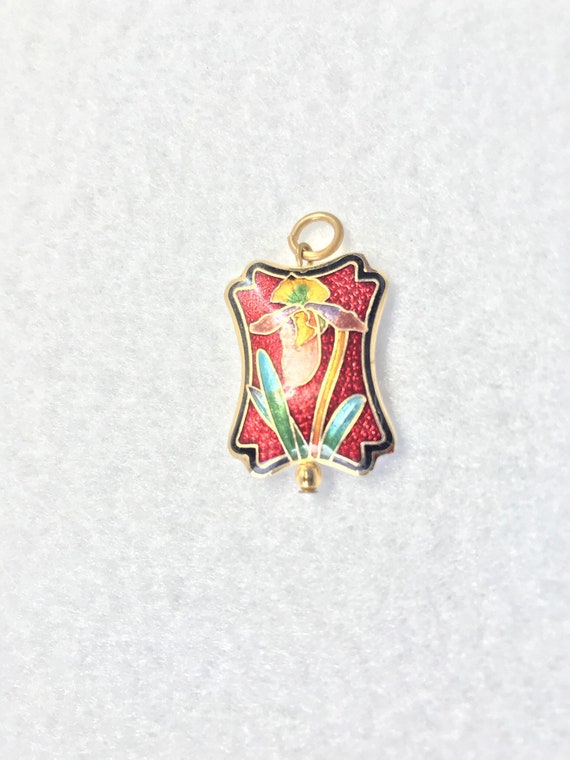 Vintage cloisonne red pendant - image 1