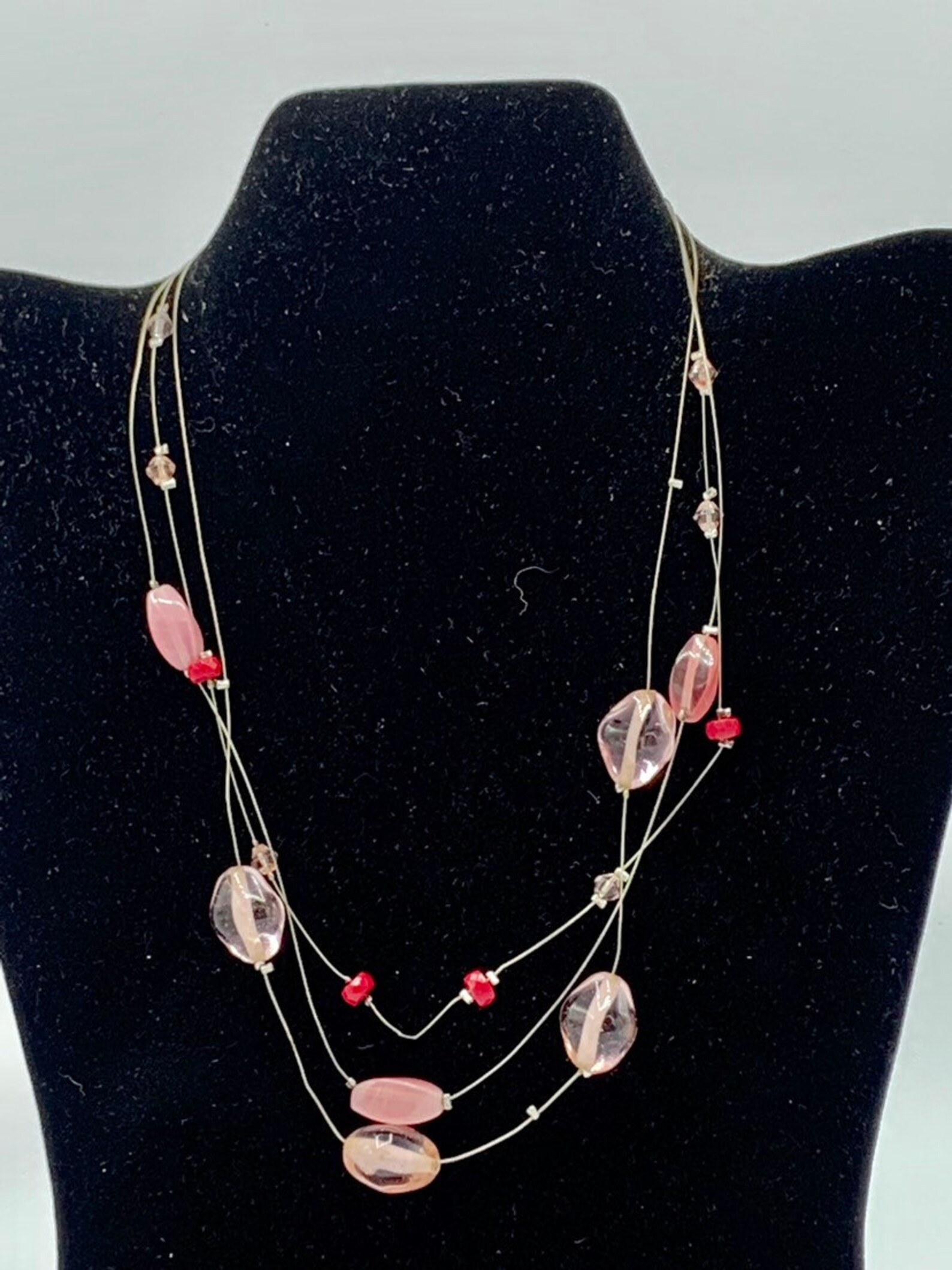 Lia Sophia beaded necklace pink and red crystal beads Etsy