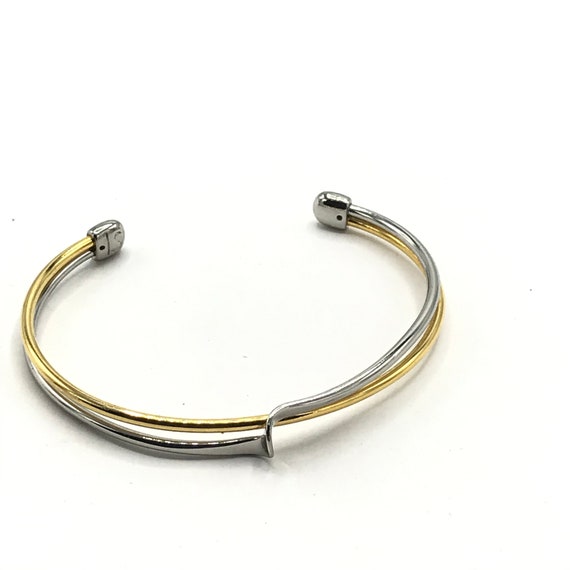 Gorgeous silver and gold tone cuff bracelet by Li… - image 6