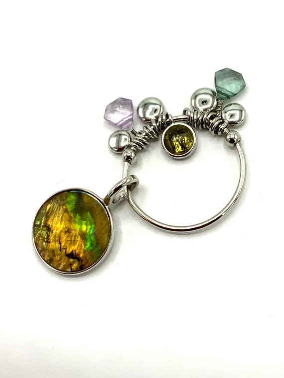 Collier alliant amazonite, labadorite, nacre d'abalone - La Perle Rare