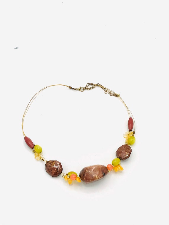 Vintage multicolored beads necklace. Acrylic. - image 3