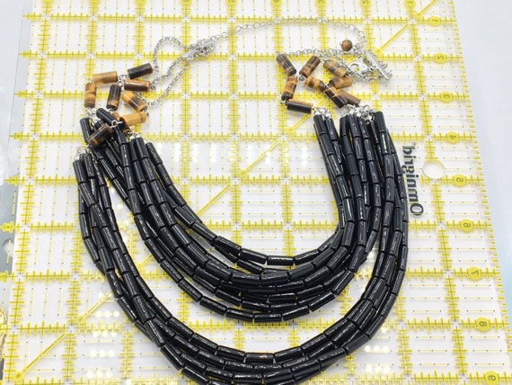 Gorgeous Multi-Strand black necklace by Lia Sophi… - image 5