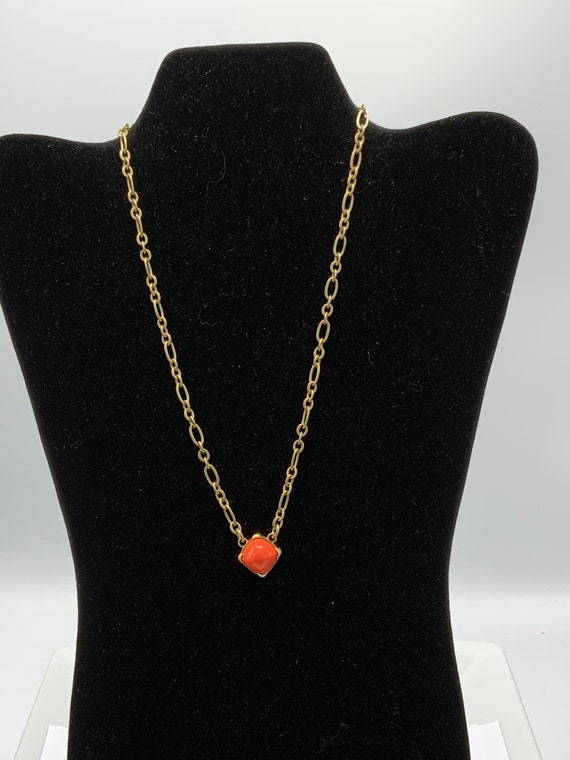 Gorgeous collectible gold tone and orange necklac… - image 10