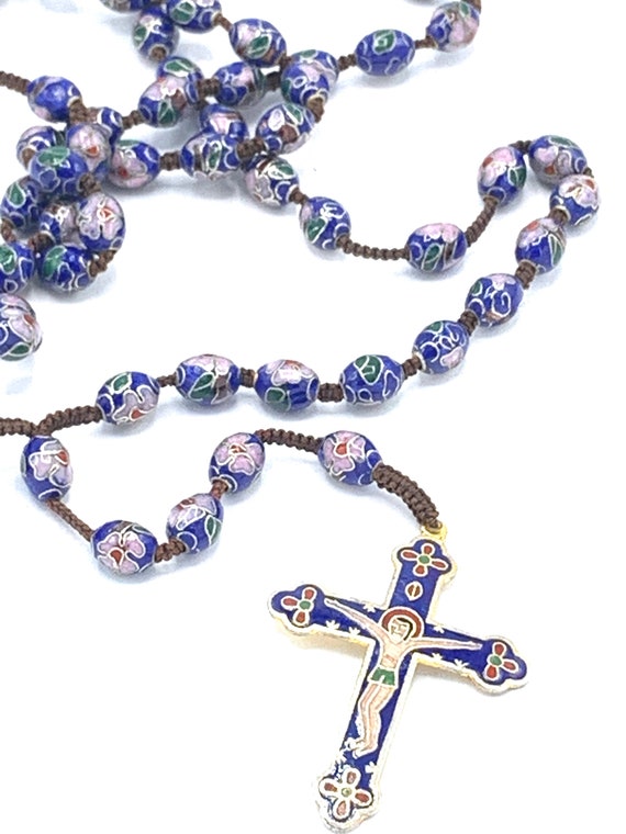 Vintage Cloisone / cloisonné Rosary with cross, bl