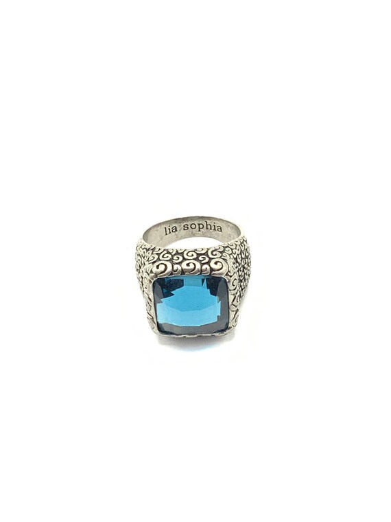 Gorgeous Vintage Blue and Nickel Tone Ring by Lia Sophia, Square. - Etsy  Canada