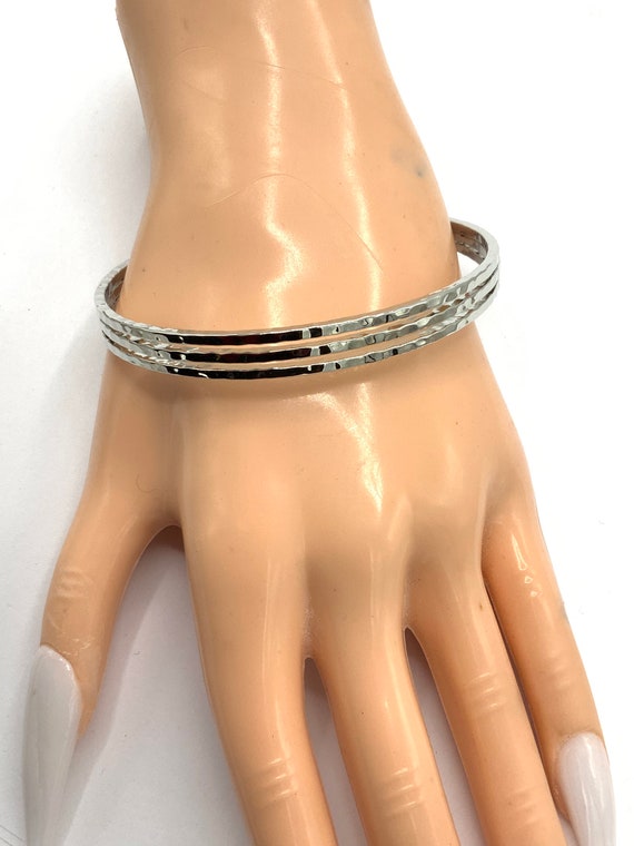Gorgeous collectible silver tone cuff bracelet by… - image 10
