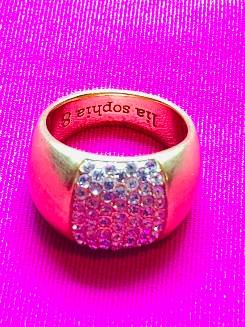 Multi rhinestone and gold tone ring by Lia Sophia size 8