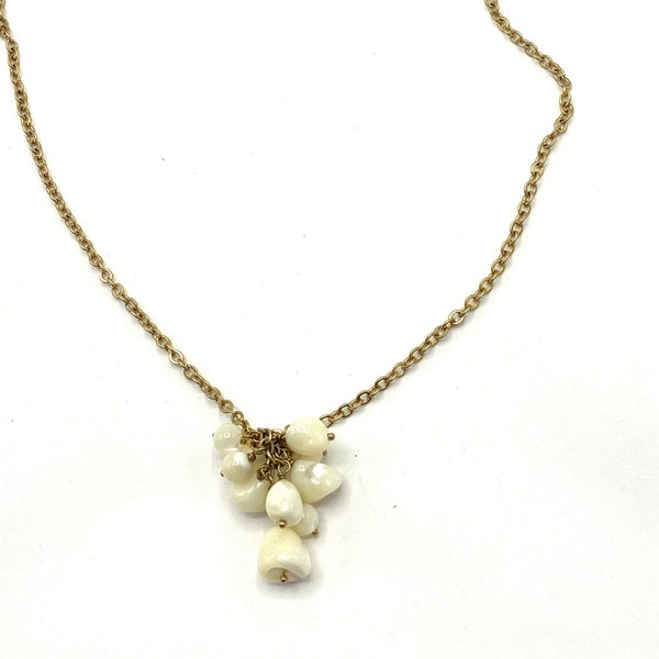 Vintage Ralph Lauren necklace with white stones, Signed, RLL, gold tone.