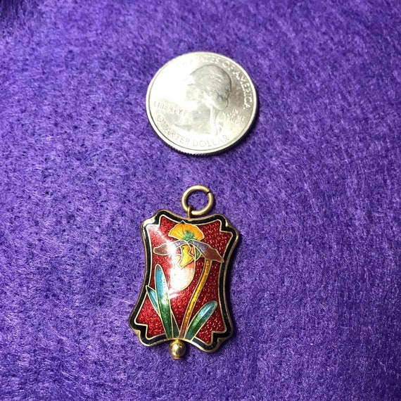 Vintage cloisonne red pendant - image 3