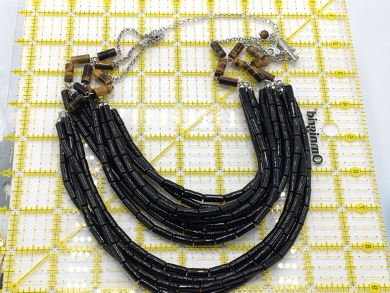 Gorgeous Multi-Strand black necklace by Lia Sophi… - image 9