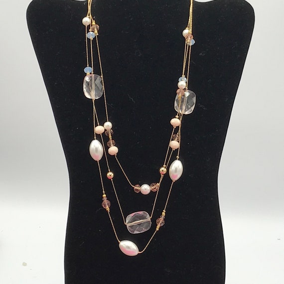 Multiple chains with pearls and crystals beads. - image 7