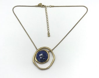 Lia Sophia Gold Chain with a Decorated Blue/Purple Stone