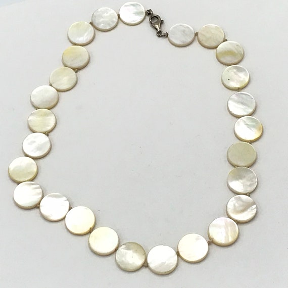 Vintage mother pearl necklace, signed 925, - image 2