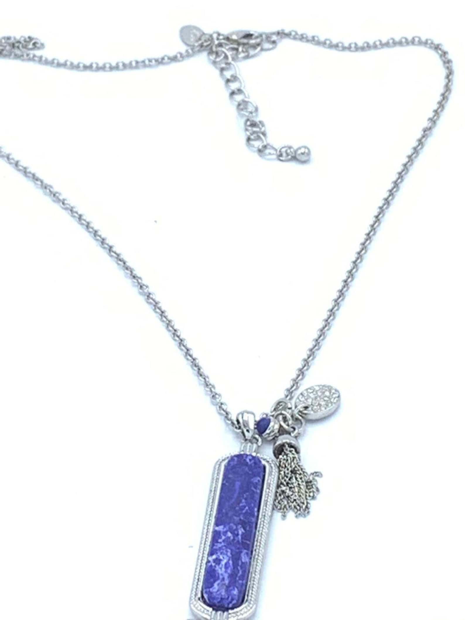Collier Lia Sophia Pendentif Cercles Pavé De Strass Bleus - Occasion