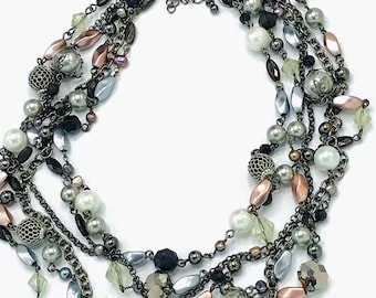 Multicolored and multiple necklace by Lia Sophia, beads and pearls