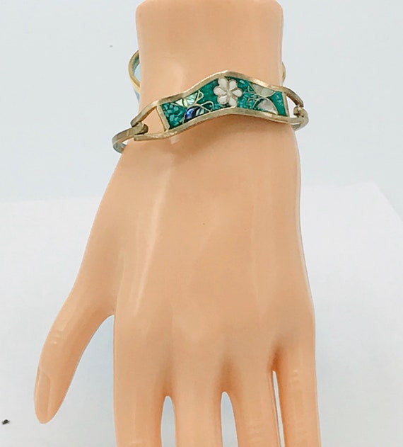 Vintage alpaca bracelet, Mother pearl, butterfly,… - image 5