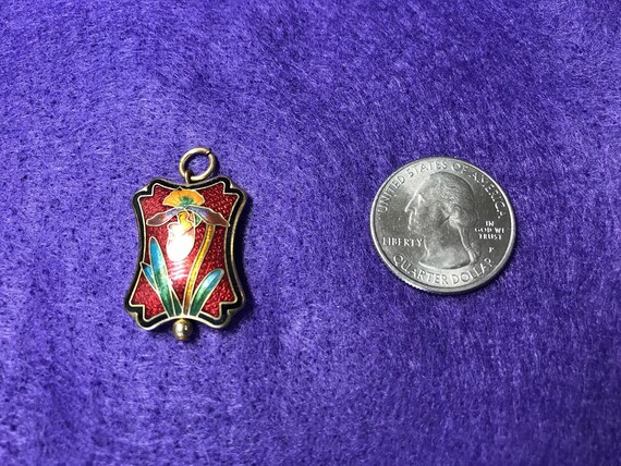 Vintage cloisonne red pendant - image 5