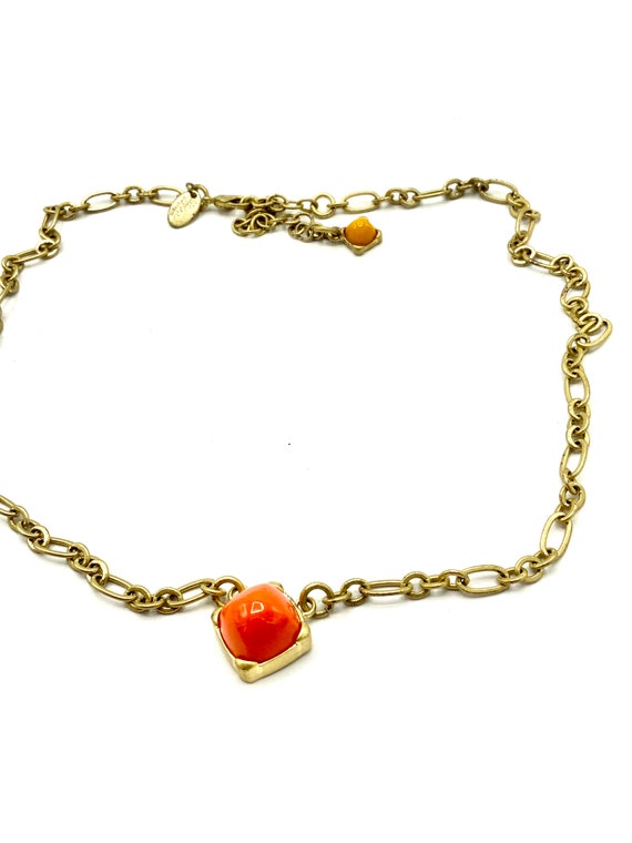 Gorgeous collectible gold tone and orange necklac… - image 5