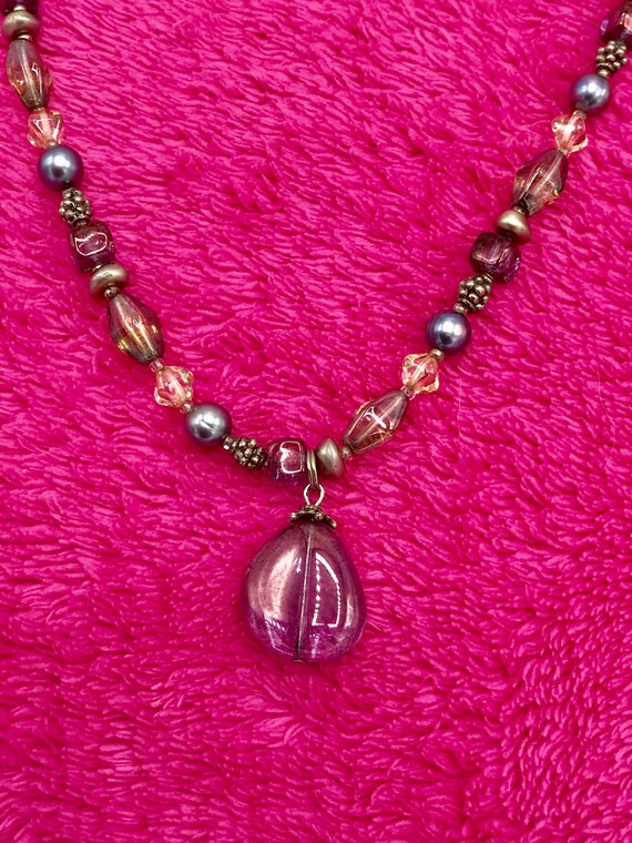 Lia Sophia multicolored necklace, purple, pearl - image 5